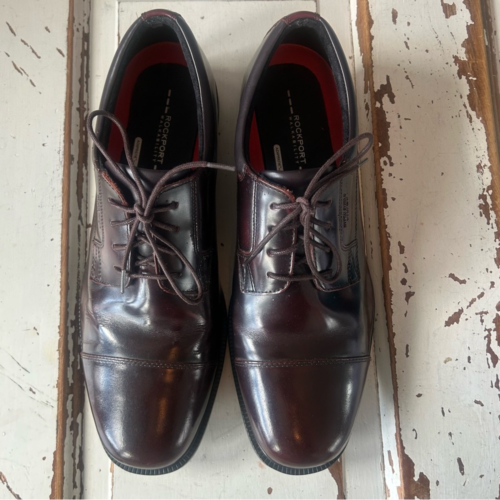 Rockport Walkability Mens Oxfords Brown Leather 12 Shock Absorbing Shoes - Picture 4 of 9